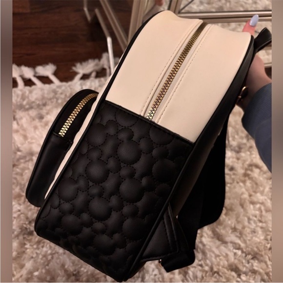 Disney Mickey Mouse Print Black and White Cream Embossed Backpack NWT - Picture 4 of 6